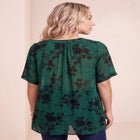 Plus Size Angelina Crinkle Crepe Y-Neck Short Sleeve Tunic image number 1