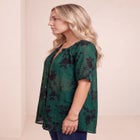 Plus Size Angelina Crinkle Crepe Y-Neck Short Sleeve Tunic image number 2
