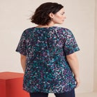 Plus Size Angelina Crinkle Crepe Y-Neck Short Sleeve Tunic image number 1