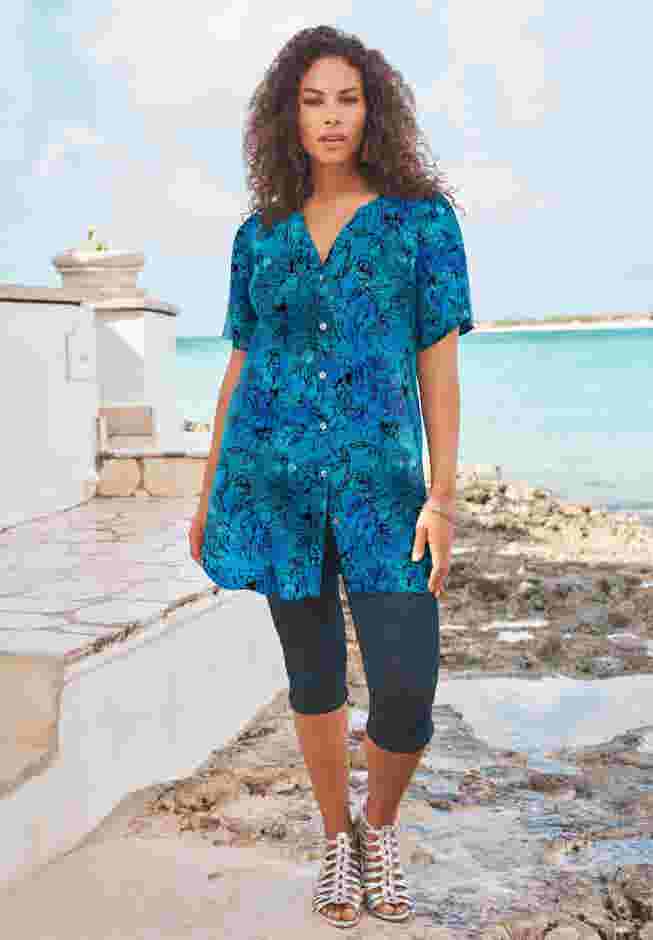 Plus Size Angelina Tunic Top – Short Sleeve, Flowy Fit, Everyday Comfort image number 0