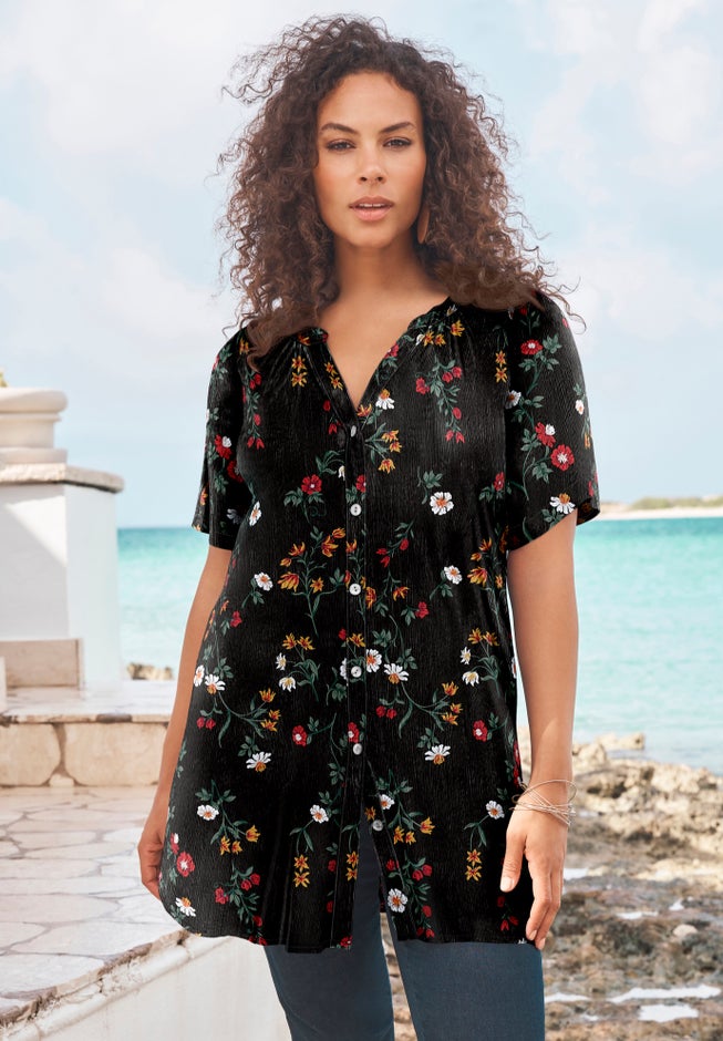 Plus Size Angelina Tunic Top – Short Sleeve, Flowy Fit, Everyday Comfort image number 0