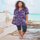 Plus Size Angelina Crinkle Crepe Y-Neck Short Sleeve Tunic image number null