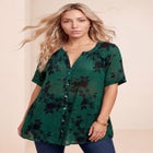Plus Size Angelina Crinkle Crepe Y-Neck Short Sleeve Tunic image number 0