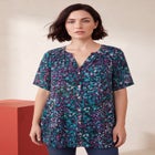 Plus Size Angelina Crinkle Crepe Y-Neck Short Sleeve Tunic image number 0