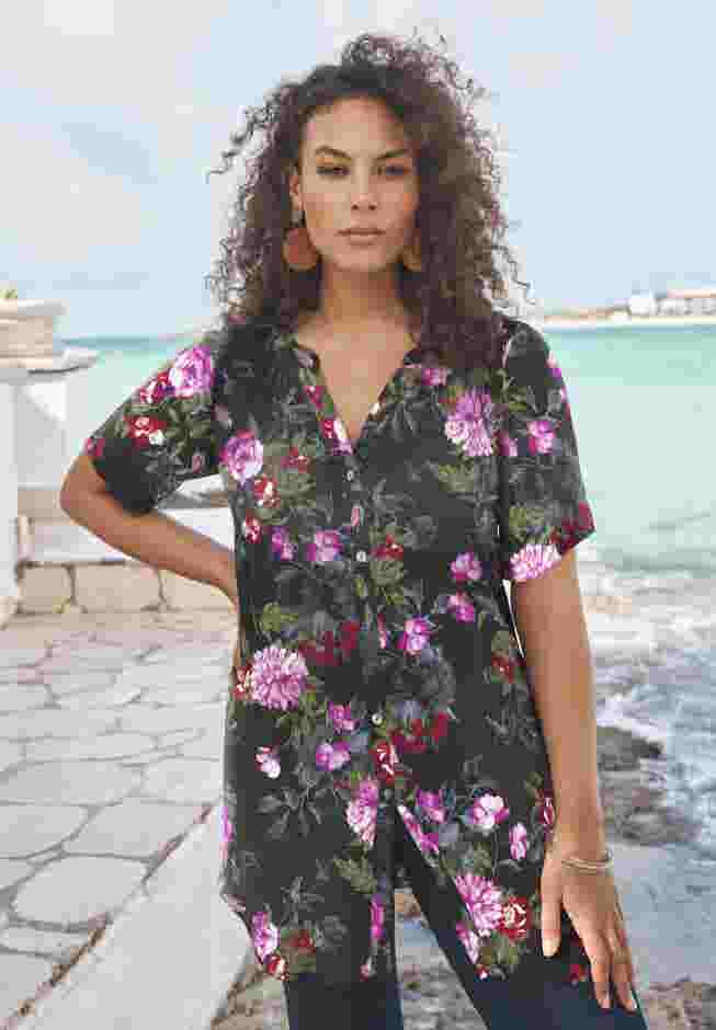 Plus Size Angelina Tunic Top – Short Sleeve, Flowy Fit, Everyday Comfort image number 0
