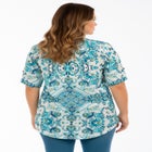 Plus Size Pintuck Tunic Blouse &ndash; Y-Neck & Roll-Tab Sleeves image number null