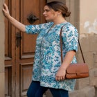 Plus Size Pintuck Tunic Blouse &ndash; Y-Neck & Roll-Tab Sleeves image number null