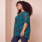 Plus Size Pintuck Tunic Blouse &ndash; Y-Neck & Roll-Tab Sleeves image number 2