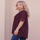 Plus Size Pintuck Tunic Blouse &ndash; Y-Neck & Roll-Tab Sleeves image number 2