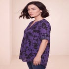 Plus Size Pintuck Tunic Blouse &ndash; Y-Neck & Roll-Tab Sleeves image number 2