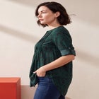 Plus Size Pintuck Tunic Blouse &ndash; Y-Neck & Roll-Tab Sleeves image number 2
