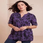 Plus Size Pintuck Tunic Blouse &ndash; Y-Neck & Roll-Tab Sleeves image number 0