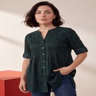 Plus Size Pintuck Tunic Blouse &ndash; Y-Neck & Roll-Tab Sleeves image number 0
