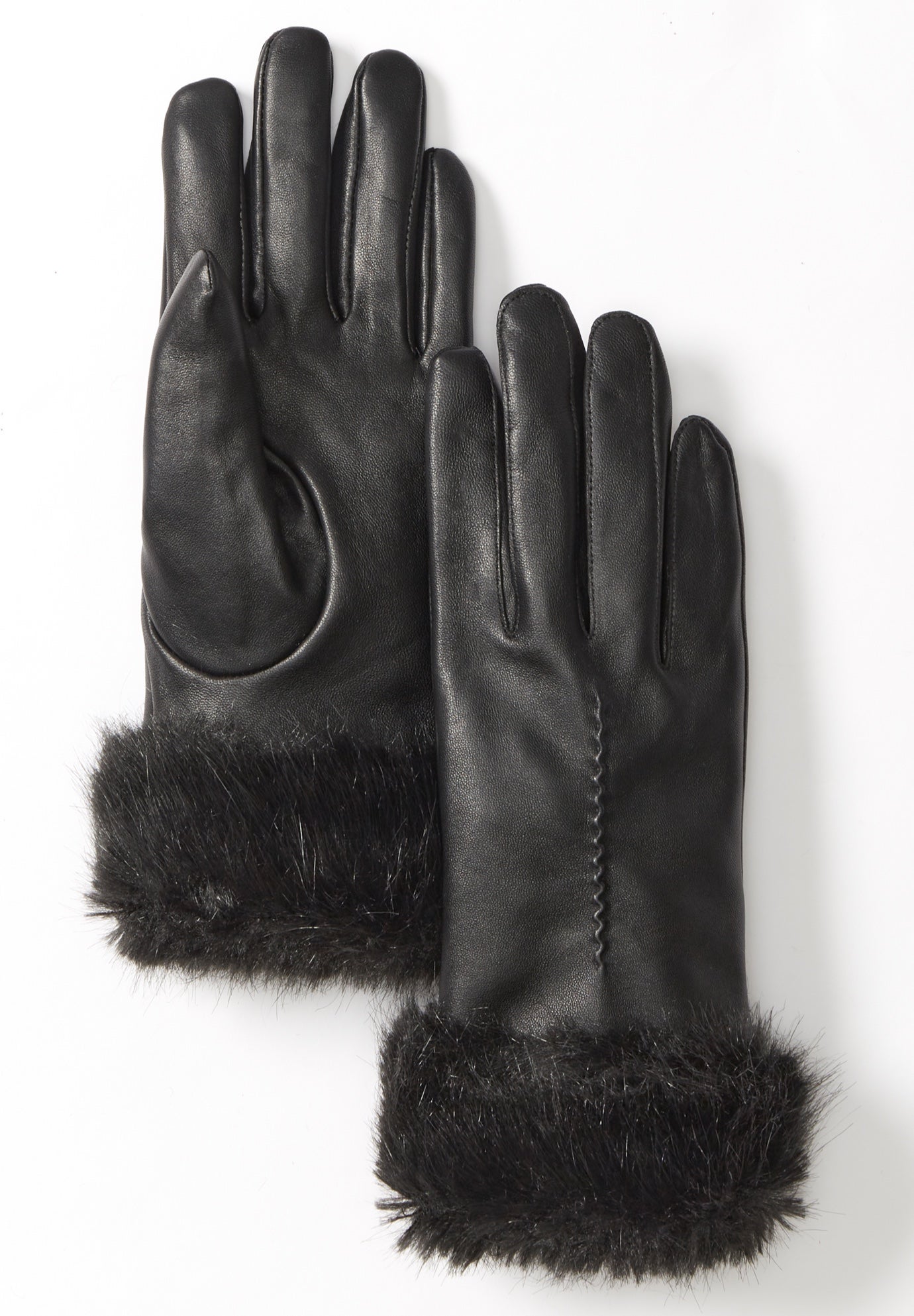 Faux Fur Leather Gloves image number 0