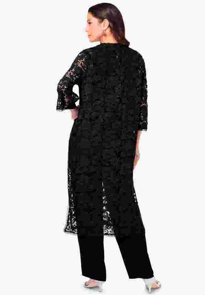 Plus Size Lace Duster & Pant Set image number 1