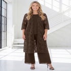 Plus Size 3-Piece Allover Lace Duster Pant Set &ndash; Formal Wear image number null