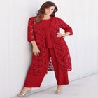 Plus Size 3-Piece Allover Lace Duster Pant Set – Formal Wear image number null