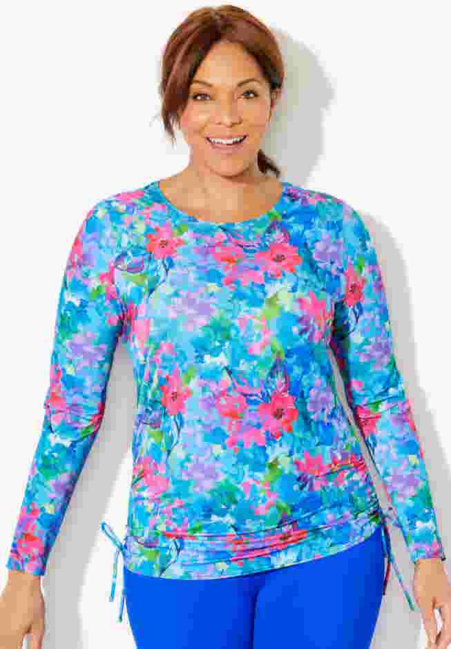 Side-Tie Swim Tee Rash Guard with Built-In Bra image number 3