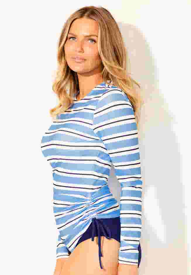 Side-Tie Swim Tee Rash Guard with Built-In Bra image number 2