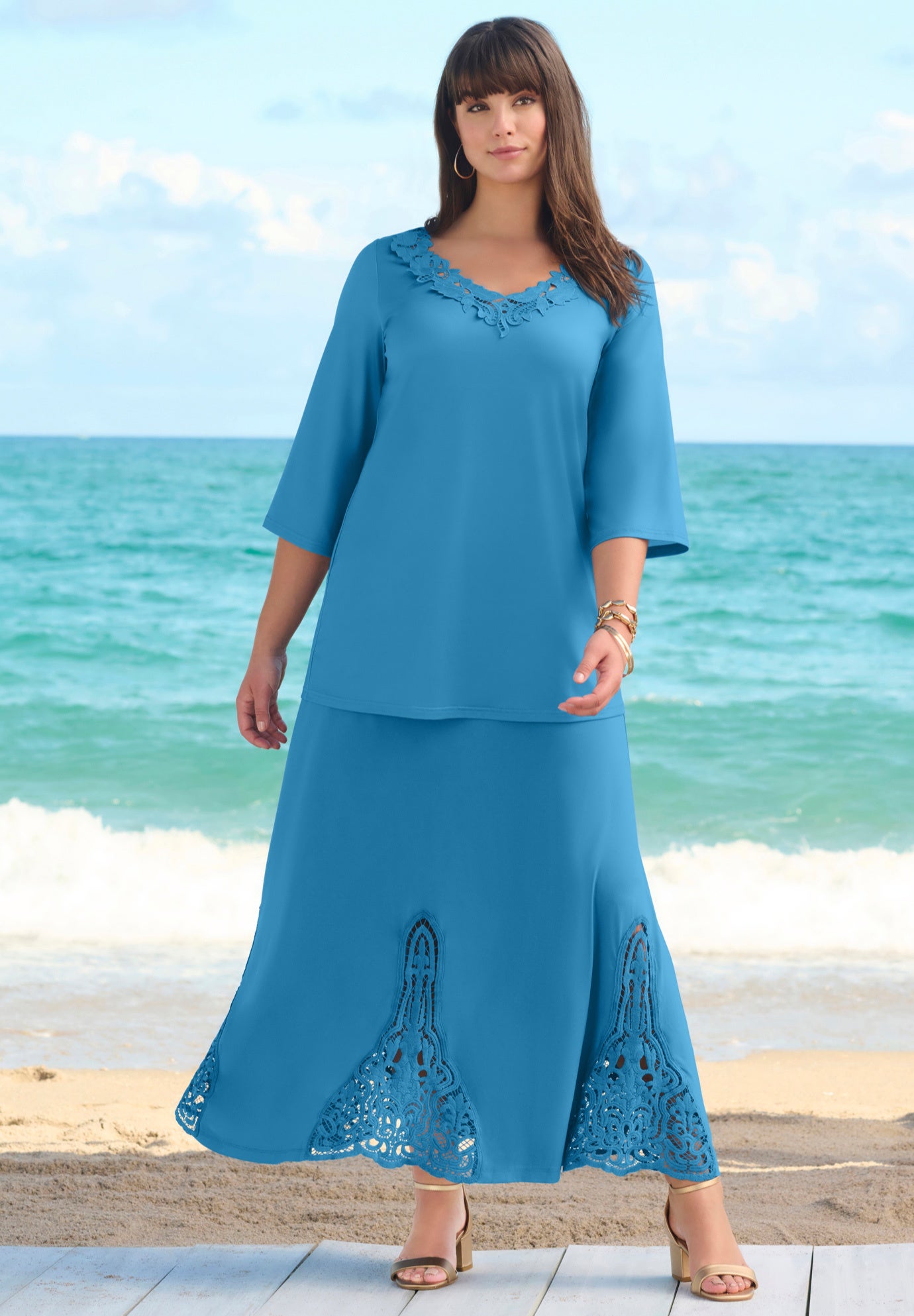 Ultrasmooth® Fabric Lace Maxi Skirt image number 2