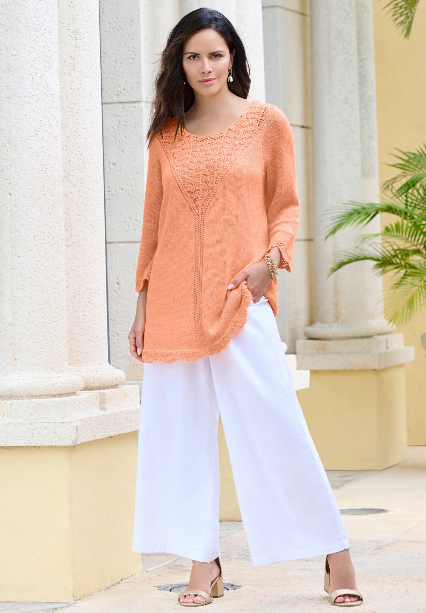 Lace Knit Pullover Sweater image number 4