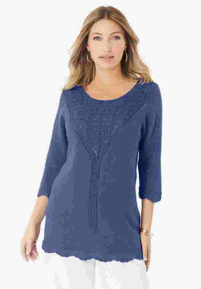 Lace Knit Pullover Sweater image number 0