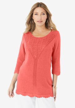 Lace Knit Pullover Sweater