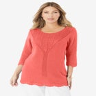 Lace Knit Pullover Sweater image number null