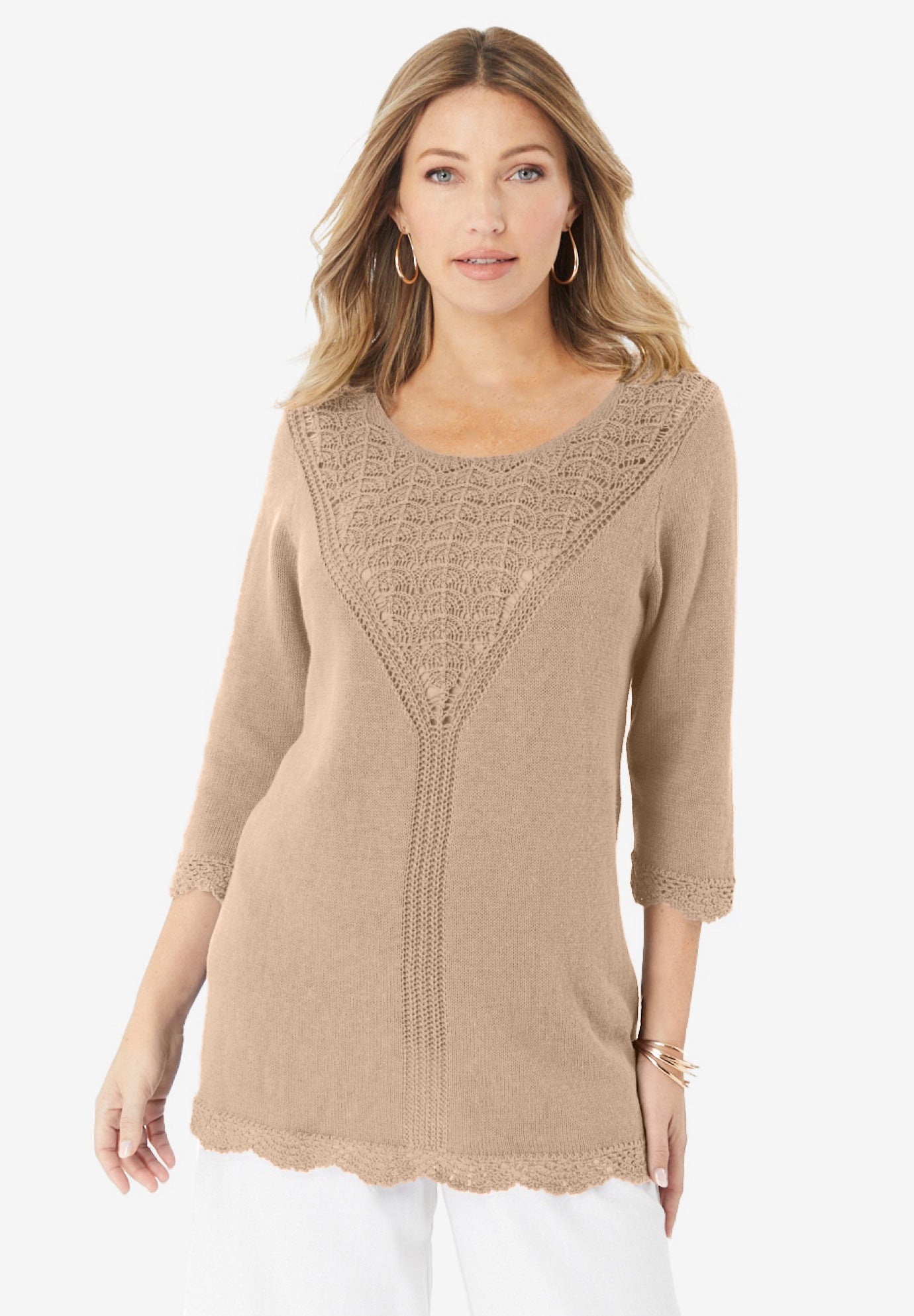 Lace Knit Pullover Sweater image number 1