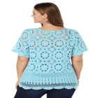 Plus Size Medallion Pattern French Crochet Sweater Top image number null