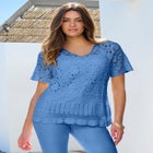 Plus Size Medallion Pattern French Crochet Sweater Top image number 0