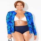 Chlorine Resistant Zip Up Swim Shirt Rash Guard image number null