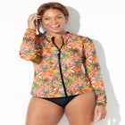 Chlorine Resistant Zip Up Swim Shirt Rash Guard image number null