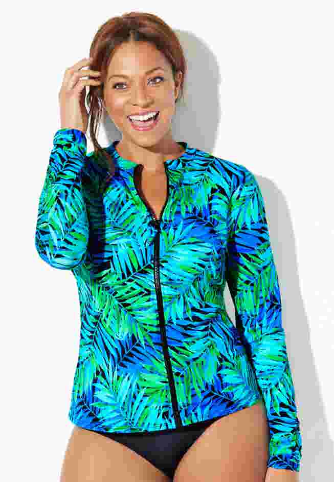Chlorine Resistant Zip Up Swim Shirt image number 0