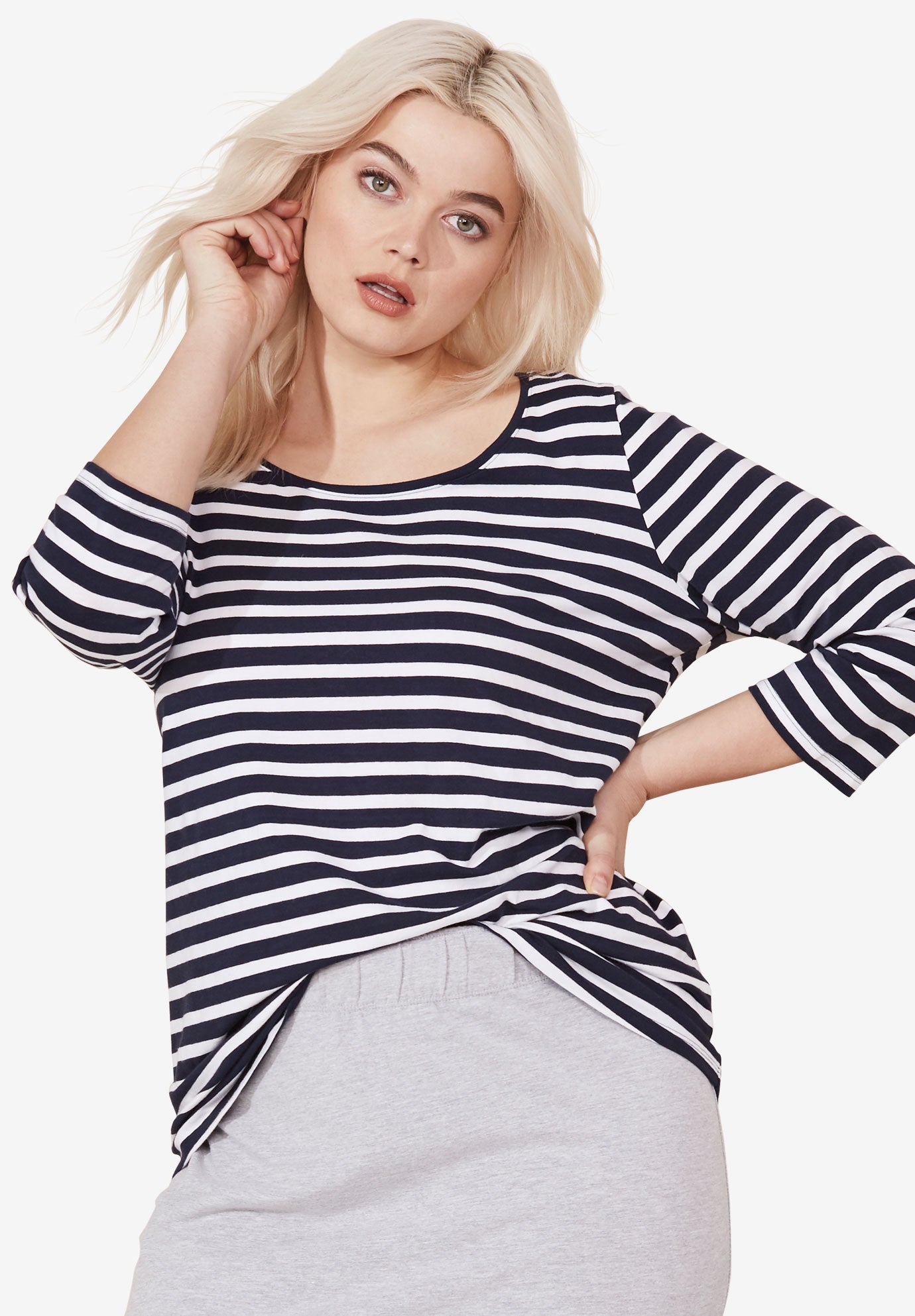 Three-Quarter Sleeve Scoop Neck Tee image number 0