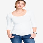 Cotton Spandex Scoop Neck 3/4 Sleeve Tee image number null