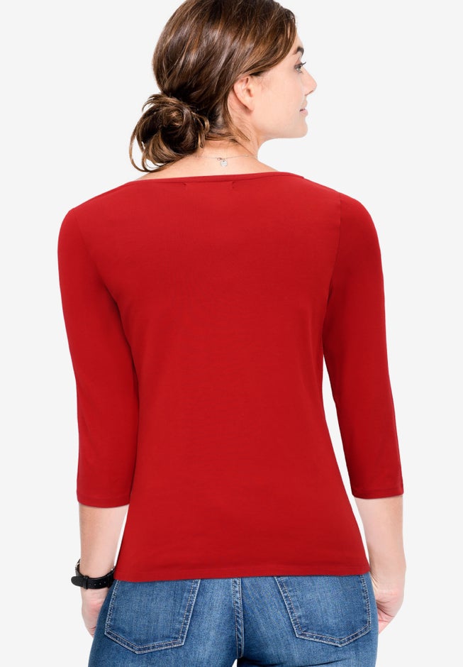 Three-Quarter Sleeve Scoop Neck Tee image number 1