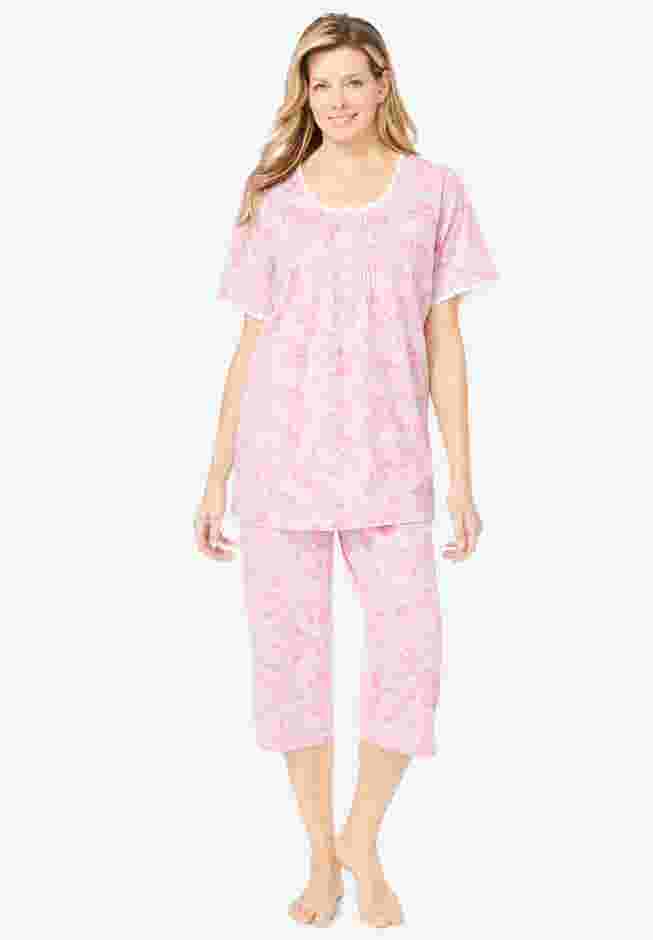 2-Piece Pintuck Tee and Capri Sleep Set image number 0