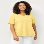 Stretch Knit V-neck Short Sleeve Tunic image number null