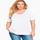 Stretch Jersey Knit A-Line Relaxed V-Neck Short Sleeve Tunic image number null
