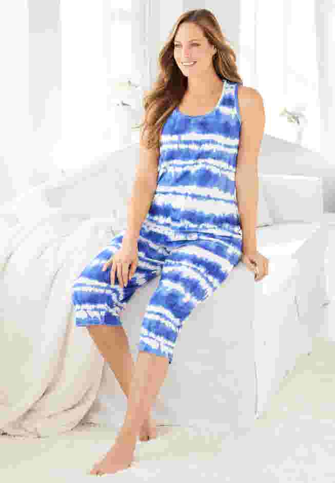 2-Piece Terry Tank and Capri Sleep Set image number 0