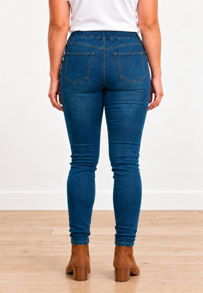 Mid-Rise Stretch Denim Pull-On 4 Pocket Jeggings image number 3