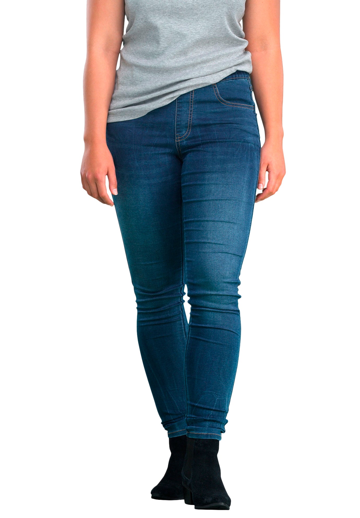 Stretch Denim Mid-rise Pull-on 4 Pocket Jeggings image number 0