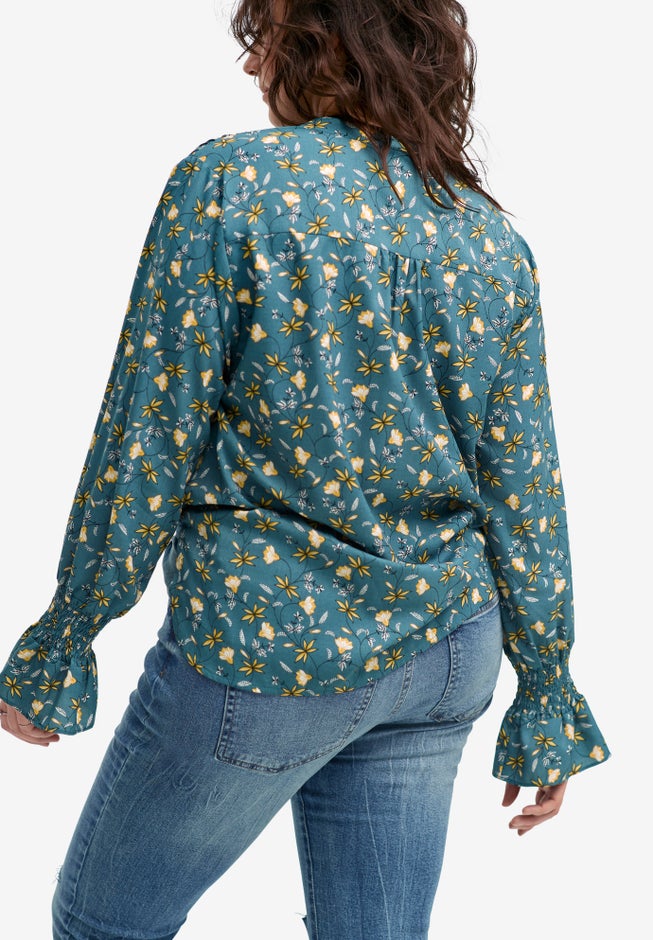 Floral Notch-Neck Blouse image number null