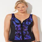 Chlorine Resistant Sweetheart Zip Front Tankini Top image number null
