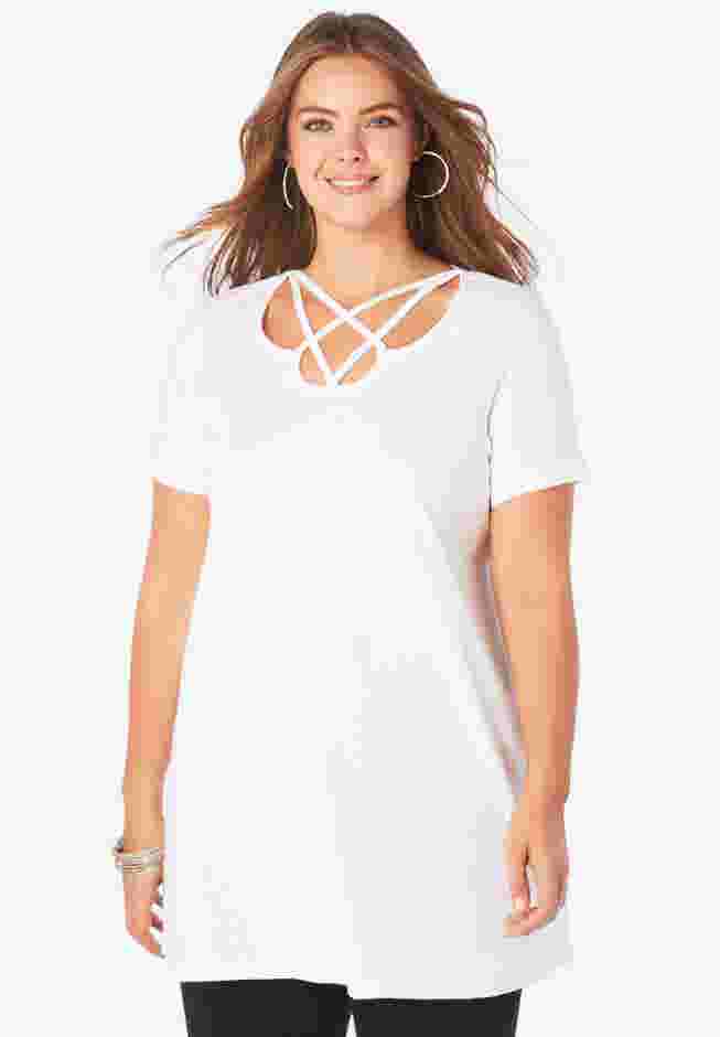 Ultimate Lattice Neck Short Sleeve Tunic image number 0