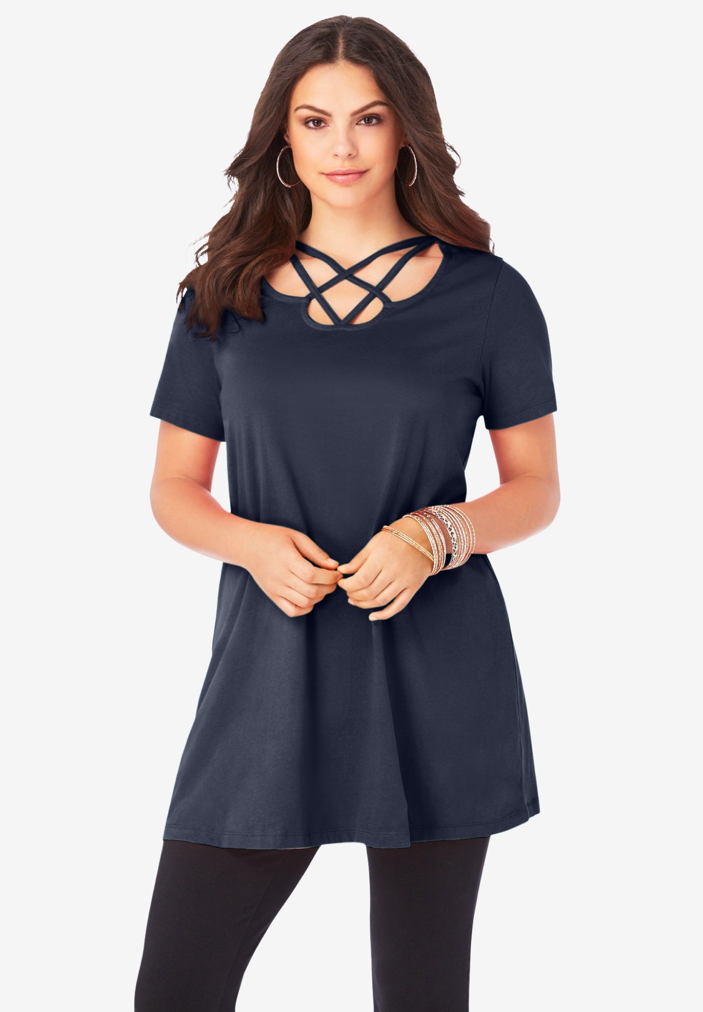 Ultimate Lattice Neck Short Sleeve Tunic image number 0