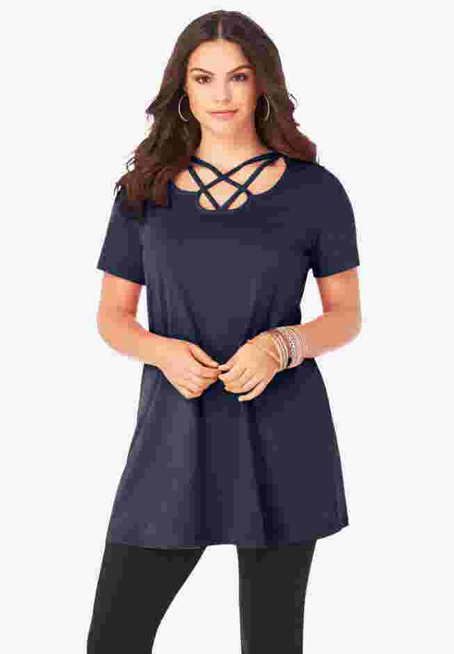 Ultimate Lattice Neck Short Sleeve Tunic image number 0