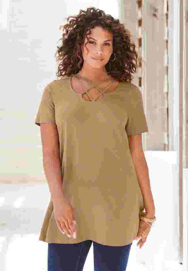 Ultimate Lattice Neck Short Sleeve Tunic image number 0