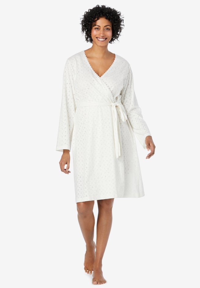 Short Eyelet Wrap Robe image number 0